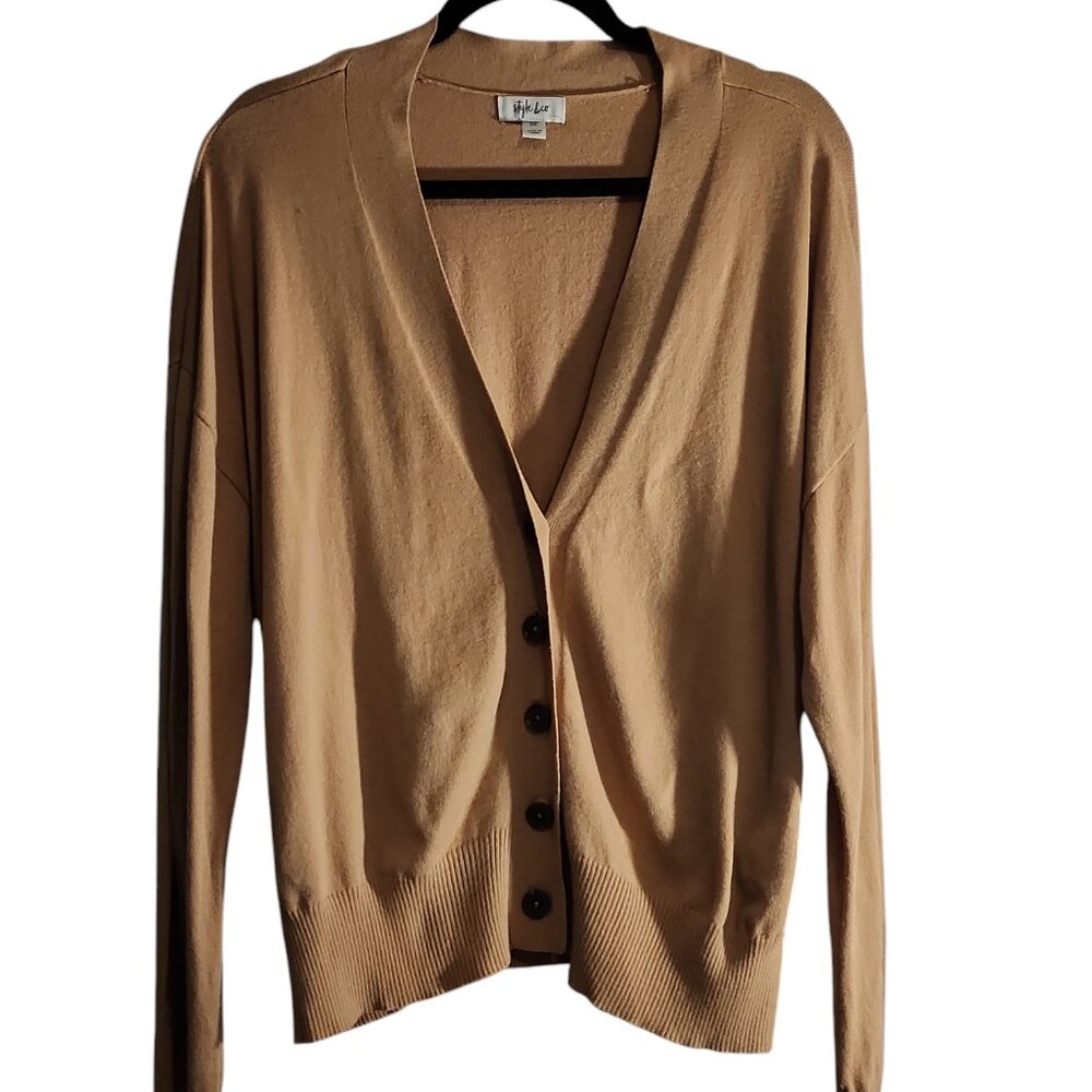 Women’s Style & Co. Cropped Cardiga, Icy Coffee, XXL Cardigan Sweater